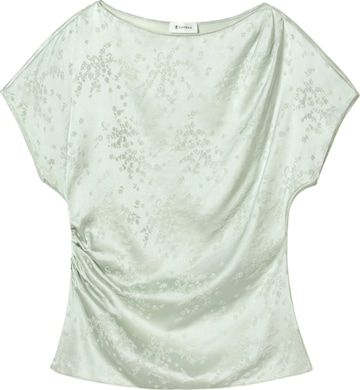 Lilysilk - Blusa 'Sakura-Jacquard-Seiden-Top' en verde: frente
