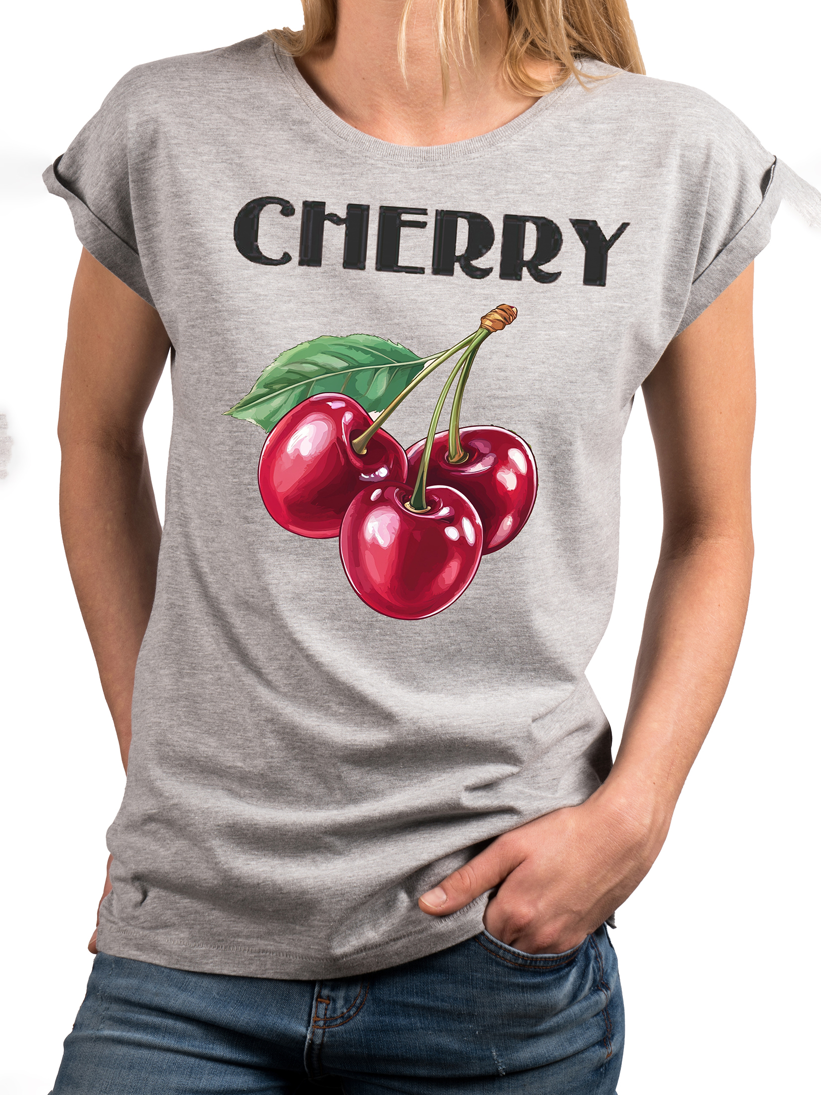 MAKAYA Shirt 'Cherry'‌‌‌‌‌‌‌‌ in Grau