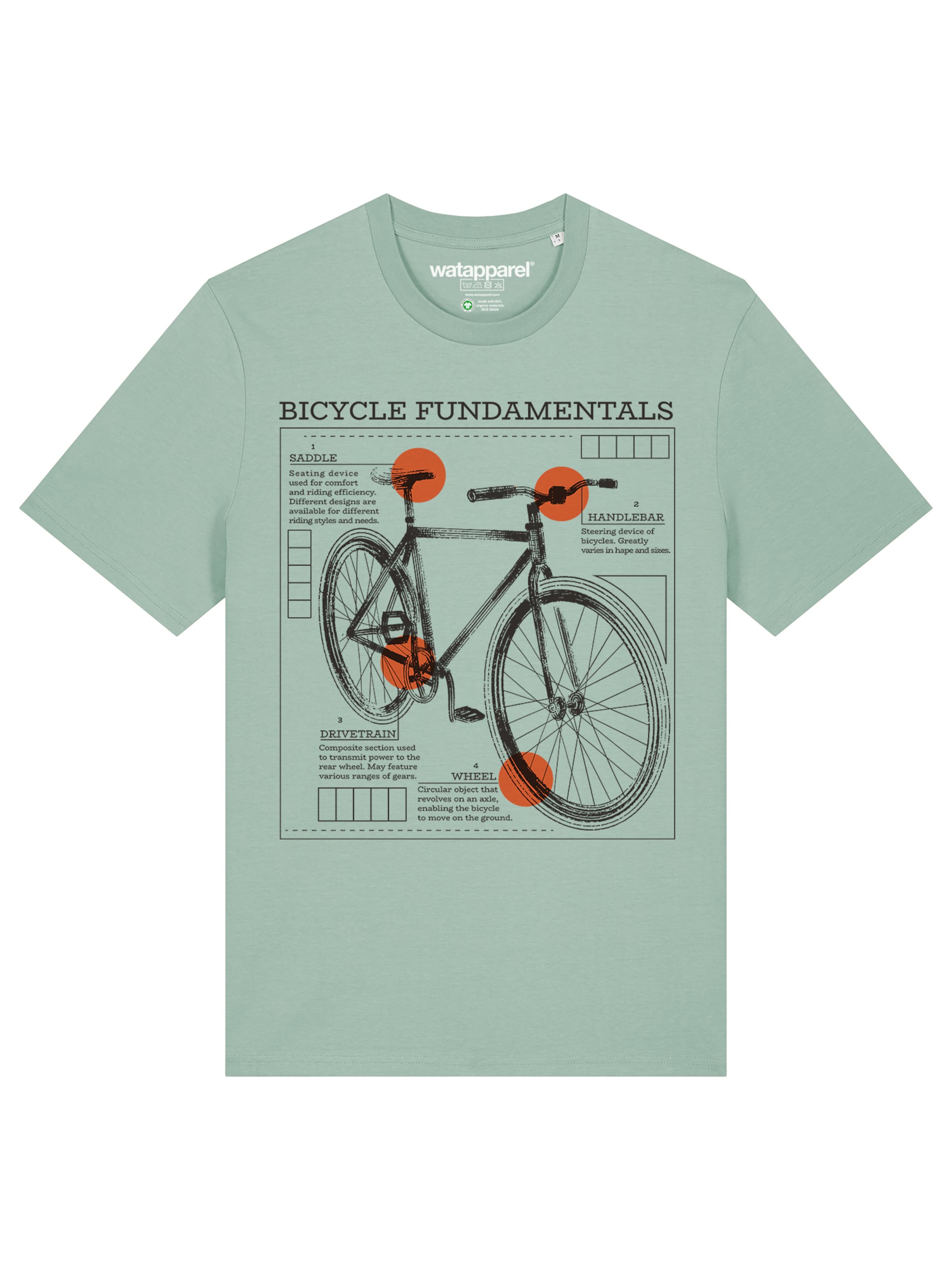 Watapparel T-Shirt 'Fahrrad Grundlagen' in Grün: Vorderseite