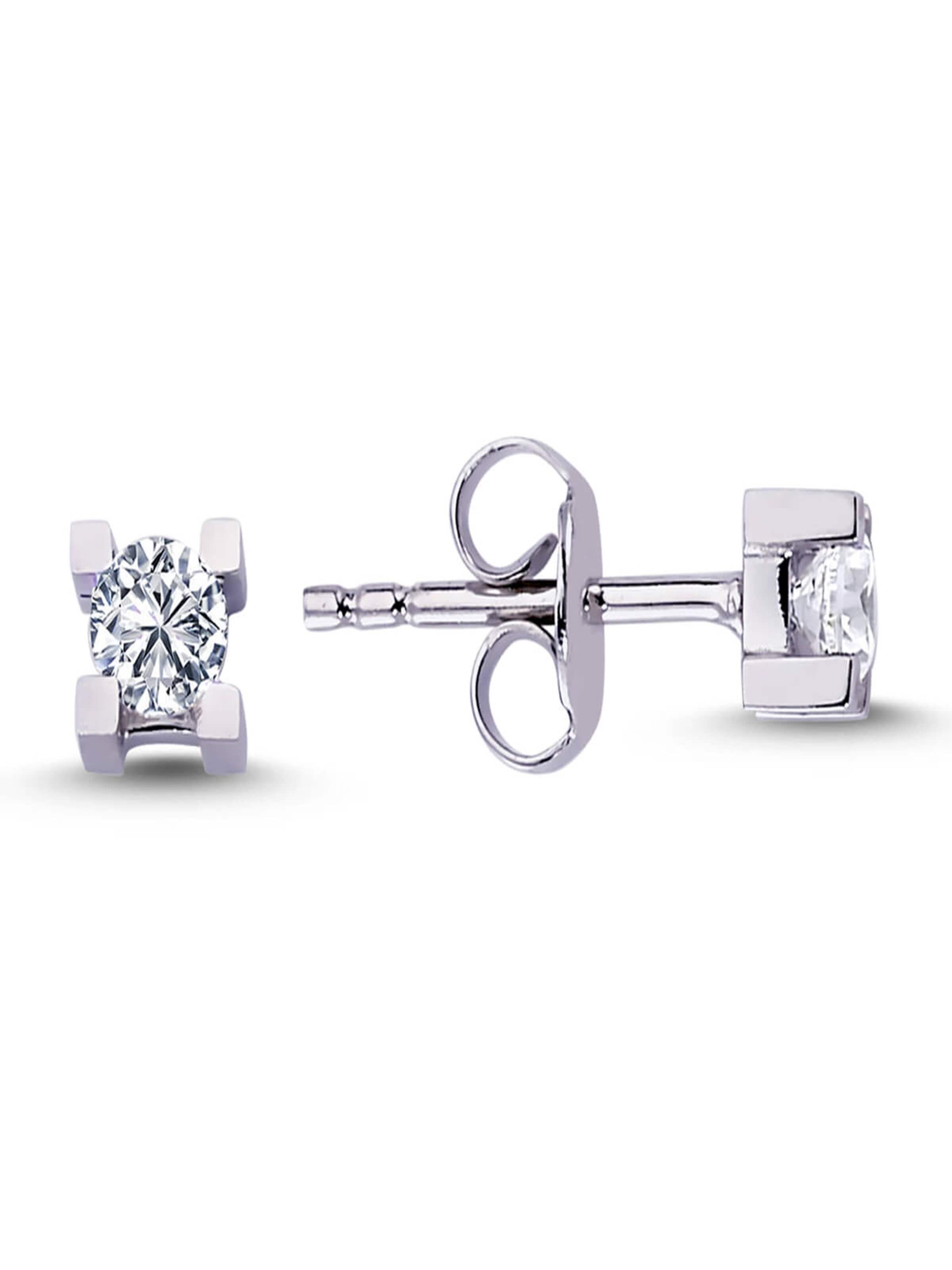 EinStein Diamant Earrings 'Solitär' in Silver: front