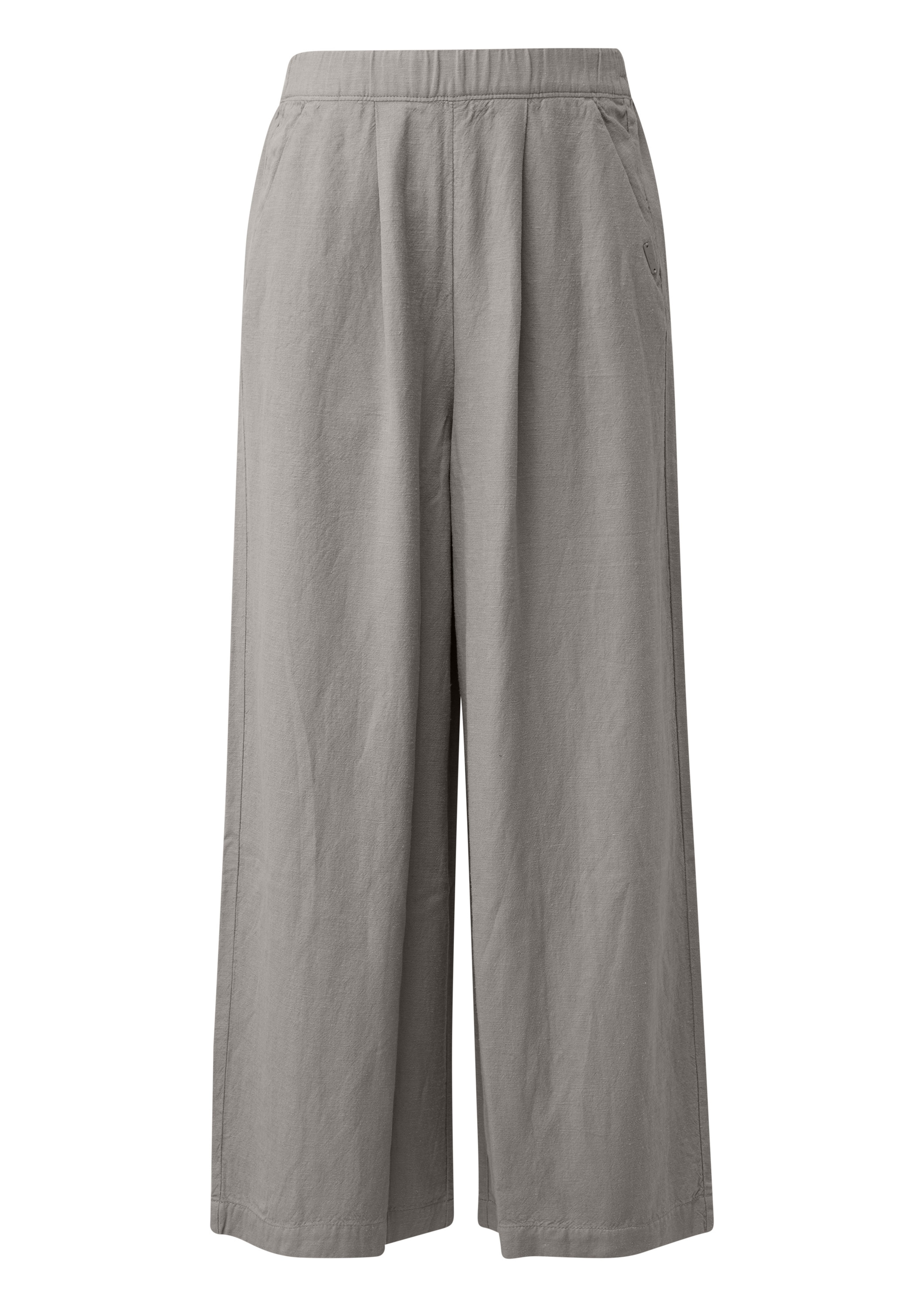 QS Wide leg Bandplooibroek in Grijs: voorkant