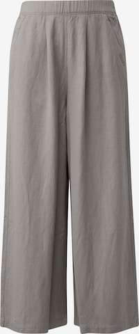 QS Wide leg Bandplooibroek in Grijs: voorkant
