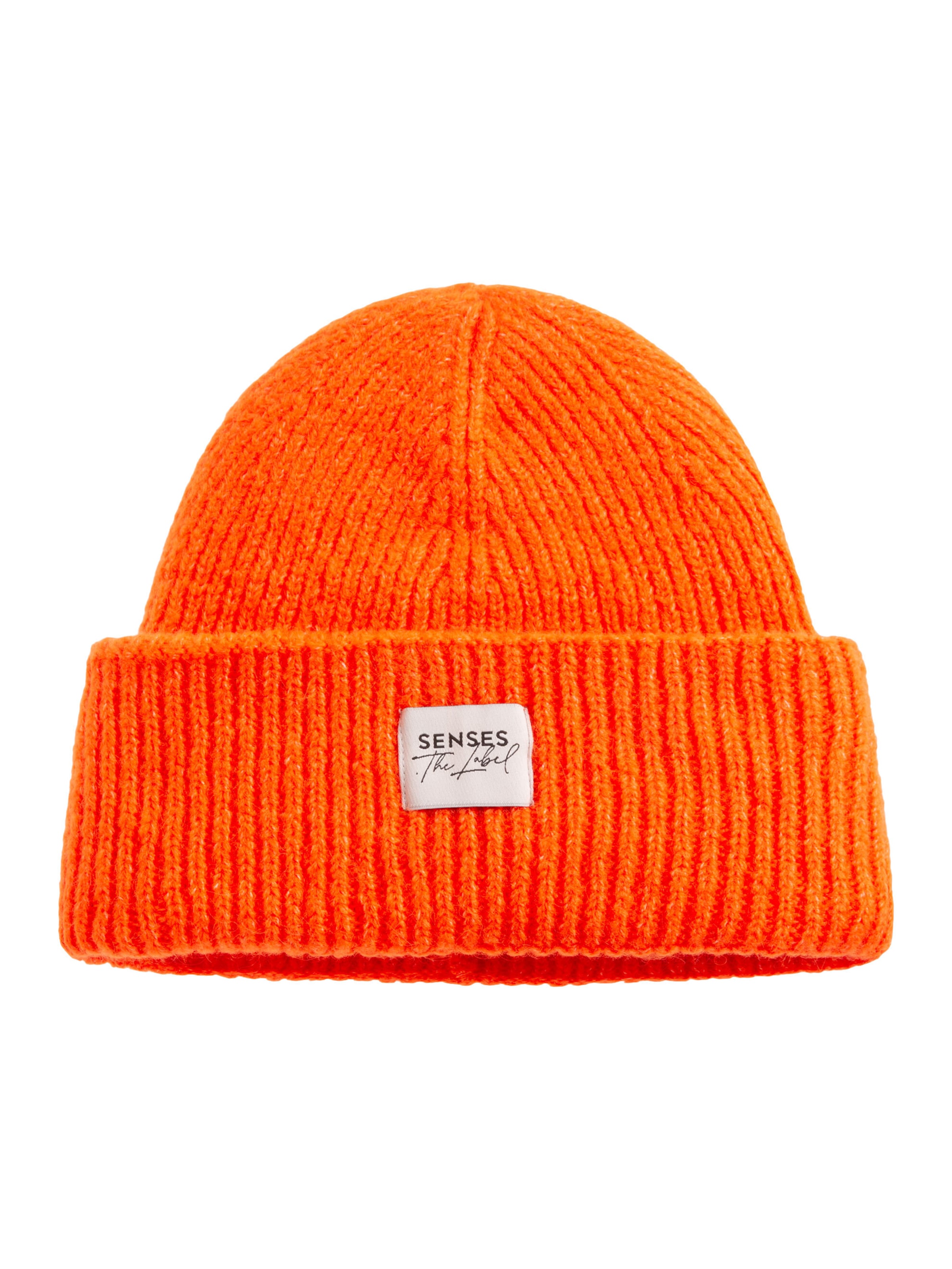 SENSES.THE LABEL Strickmütze ARI:ANE mit Label Patch in 55-60 in orange, Produktansicht
