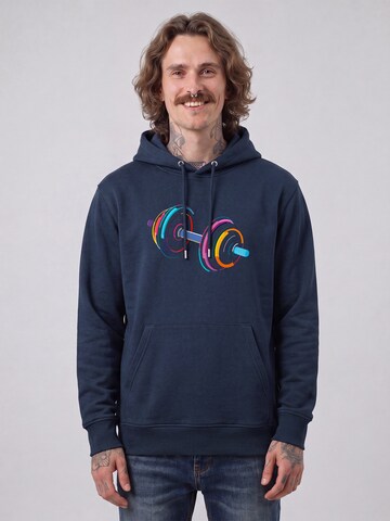 Sweat-shirt '80s Hantel' Watapparel en bleu : devant