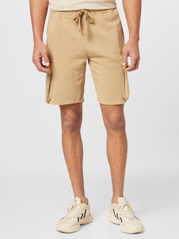 KnowledgeCotton Apparel Regular Cargo Pants 'NUANCE BY NATURE™' in Beige: front