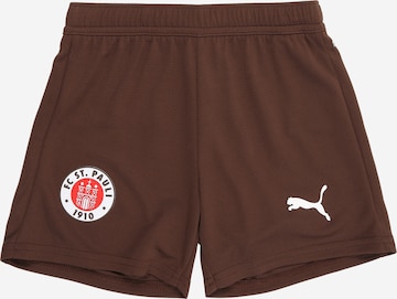 PUMA Regular Workout Pants 'FC St. Pauli 25/26' in Brown: front