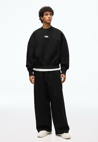 Wide Leg Pantalon à pince Bershka en noir