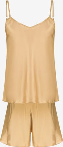 Evoni Pyjama 'Set aus Satin' in Gold: Vorderseite