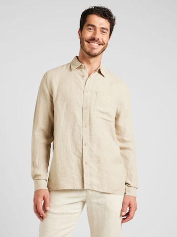 DEDICATED. Regular Fit Hemd 'Rute' in Beige: Vorderseite