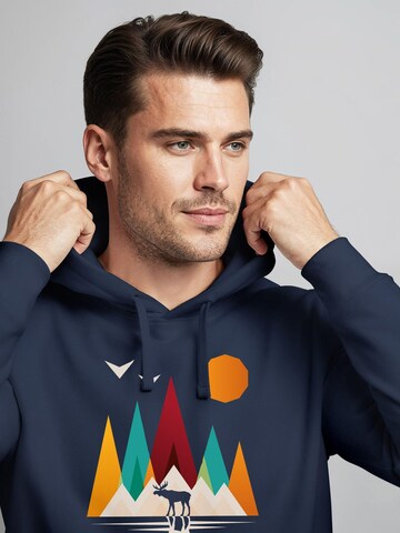 Neverless Sweatshirt 'Berg Elch Polygon' in Blau