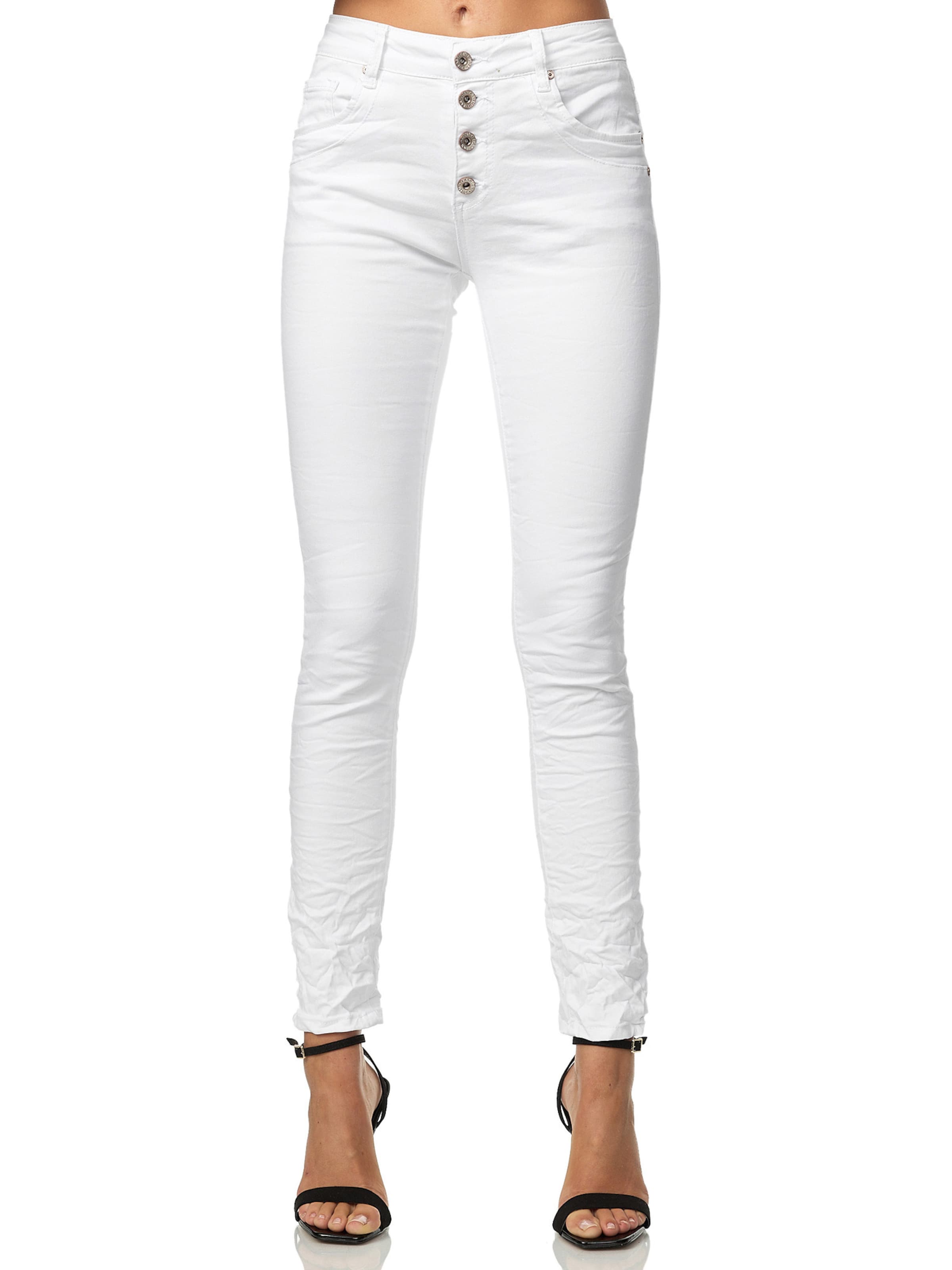 Elara Jeans in White: front