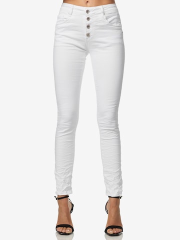 Elara Jeans in White: front
