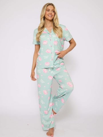 Loungeable Pajama 'I Love You So Matcha' in Green: front