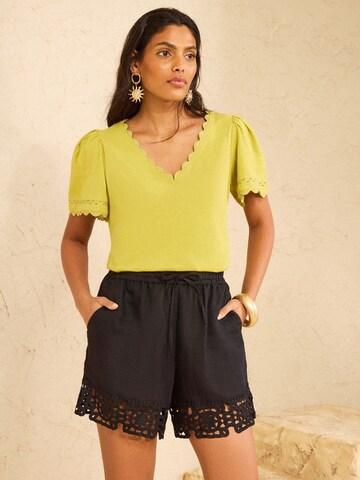 love & roses Regular Broek in Rood
