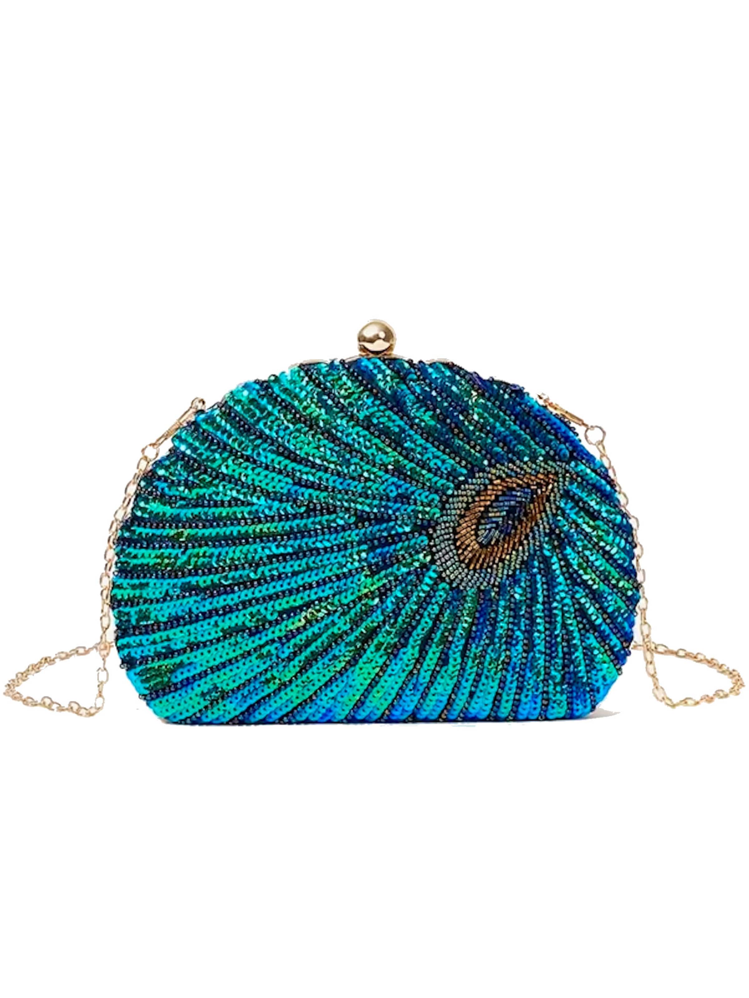 Tomshop24-7 Clutch 'Pfau'‌‌‌‌‌‌‌‌‌ in Blau: Vorderseite