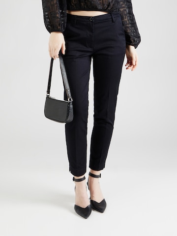 Sisley Slim fit Trousers with creases in Black: front