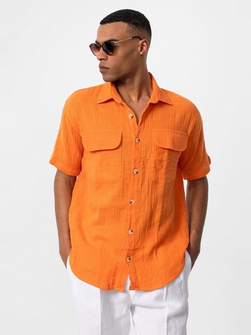 Antioch Regular fit Button Up Shirt in Orange: front