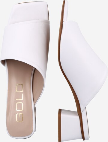 GOLD Mules in White