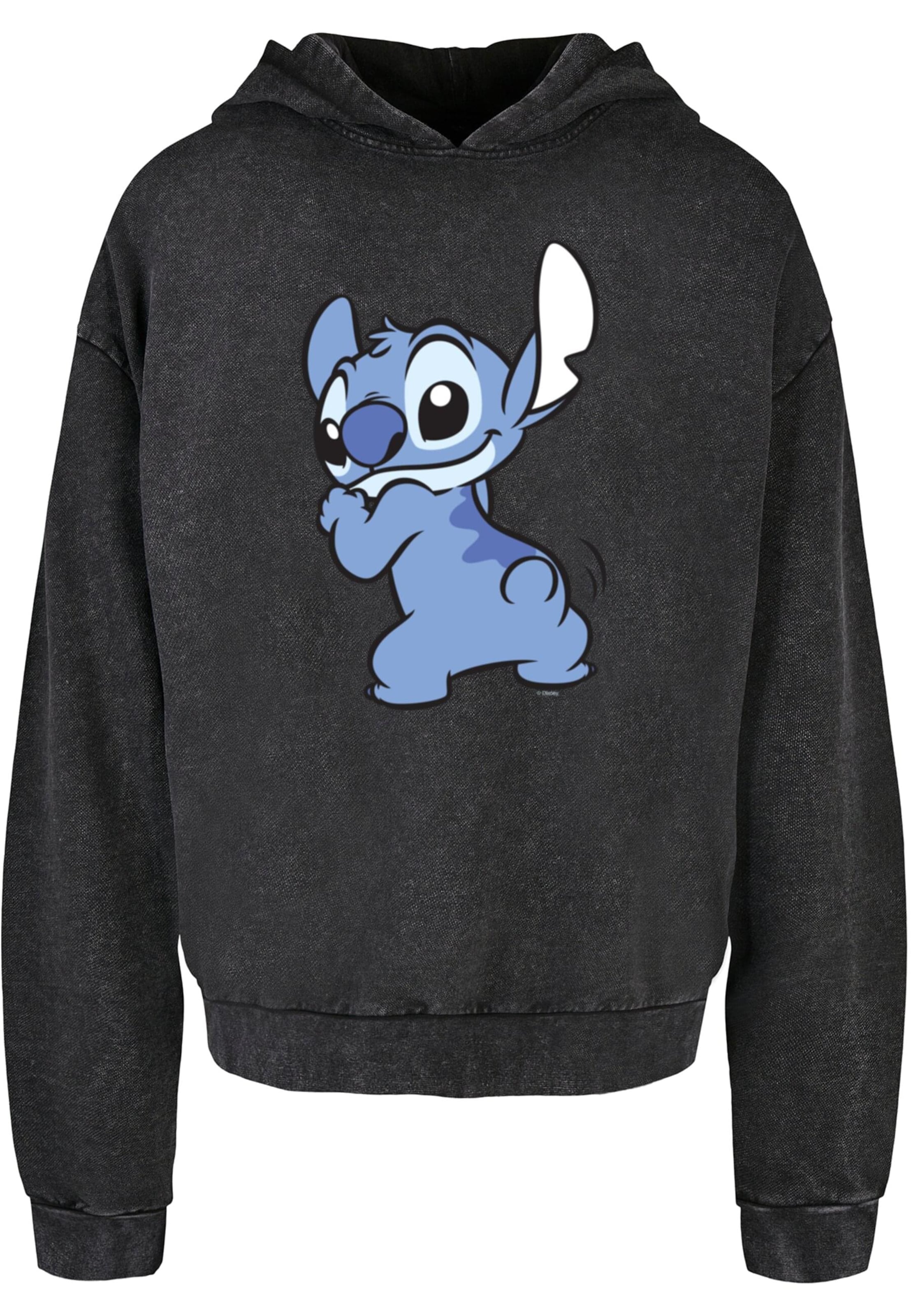 ABSOLUTE CULT Sweatshirt 'Lilo And Stitch - Stitch Backside Breast' in Zwart: voorkant