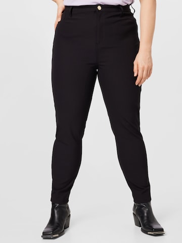 Coupe slim Pantalon 'MOLLY' River Island Plus en noir : devant