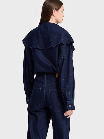IT'S BASIC Oversized shirt 'Oversized Rhinestone Denim Shirt' in Blauw