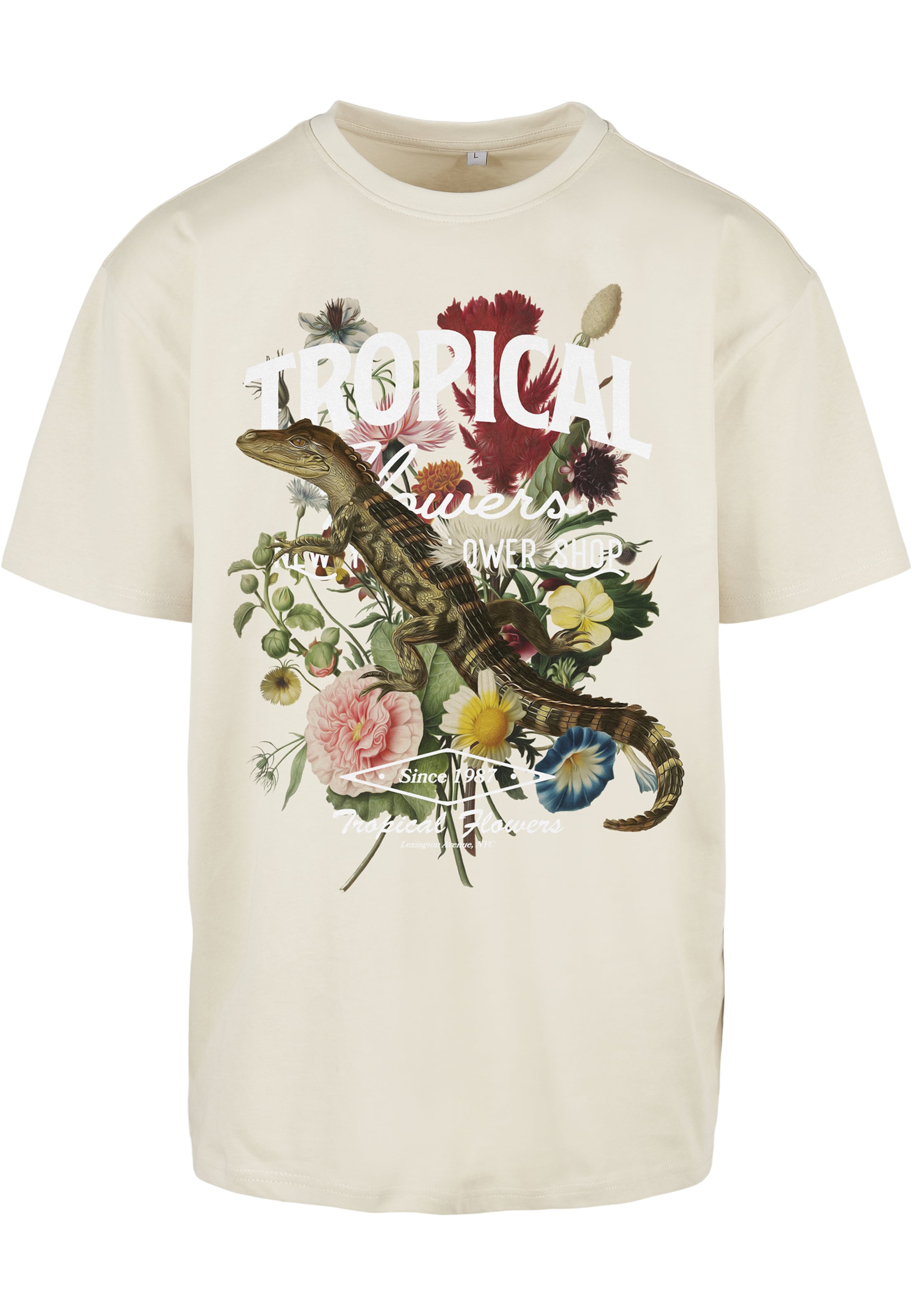 Mister Tee Shirt 'Tropical' in Beige: front