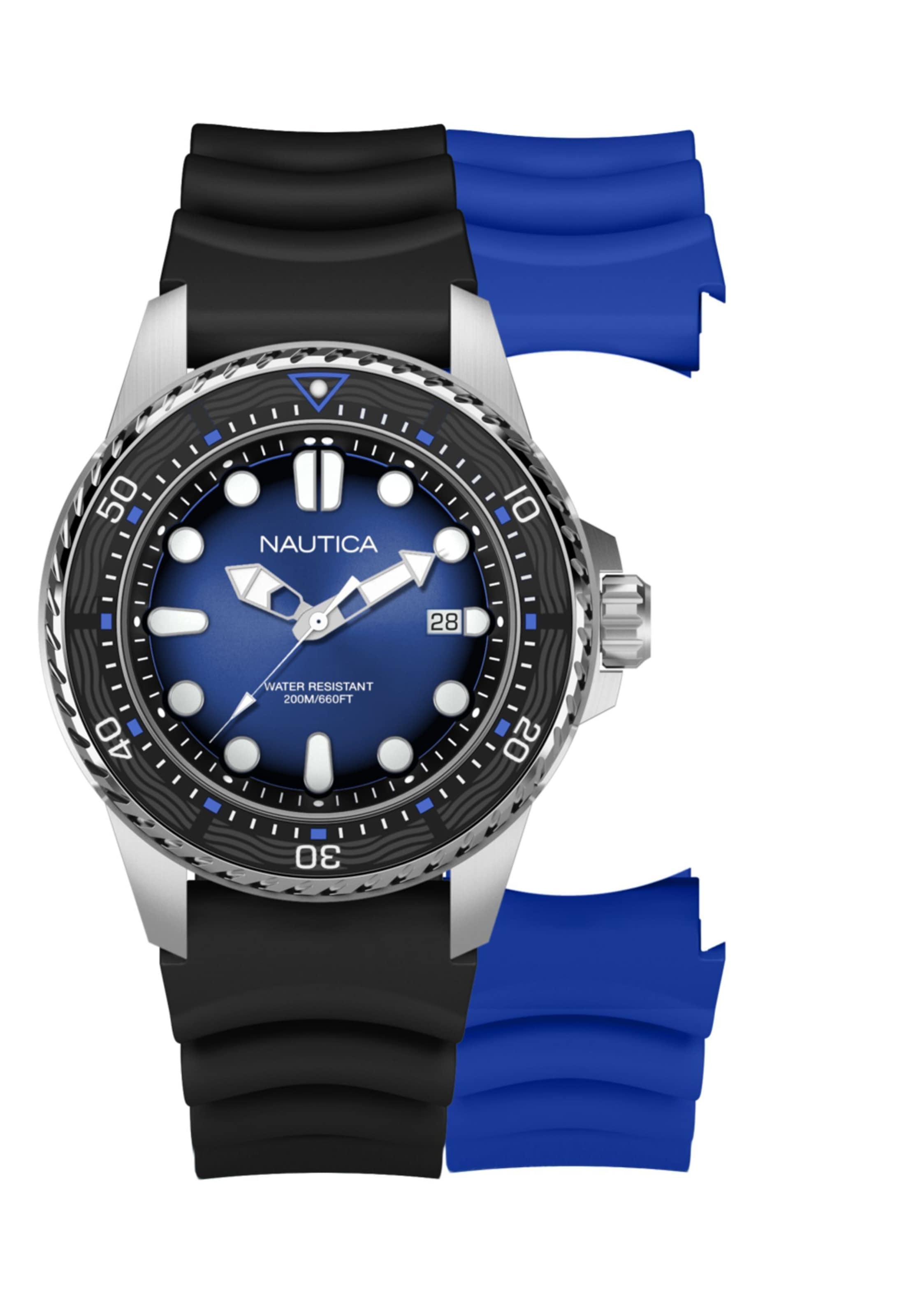 NAUTICA Analogt ur 'NCT SEA DIVE' i sort: forside