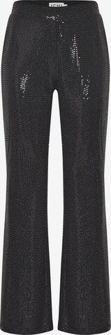 ICHI Rozkloszowany krój Spodnie 'IHLOANE' w kolorze czarny: przód