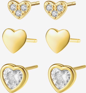 Boucles d'oreilles 'Heart Trio' Hey Happiness en or : devant