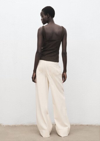 MANGO Wide leg Pants 'Lua' in Beige