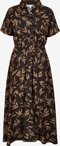 Apricot Textured Leaf Shirt Midi Dress ' ' in Braun: Vorderseite