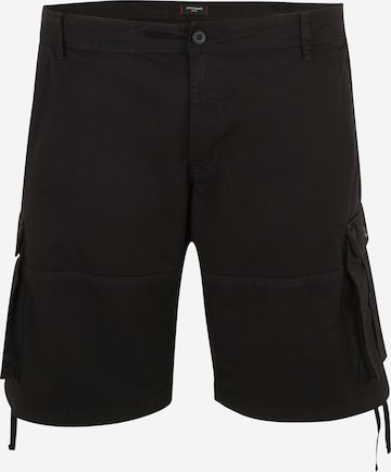 Jack & Jones Plus Regular Cargo Pants in Black: front