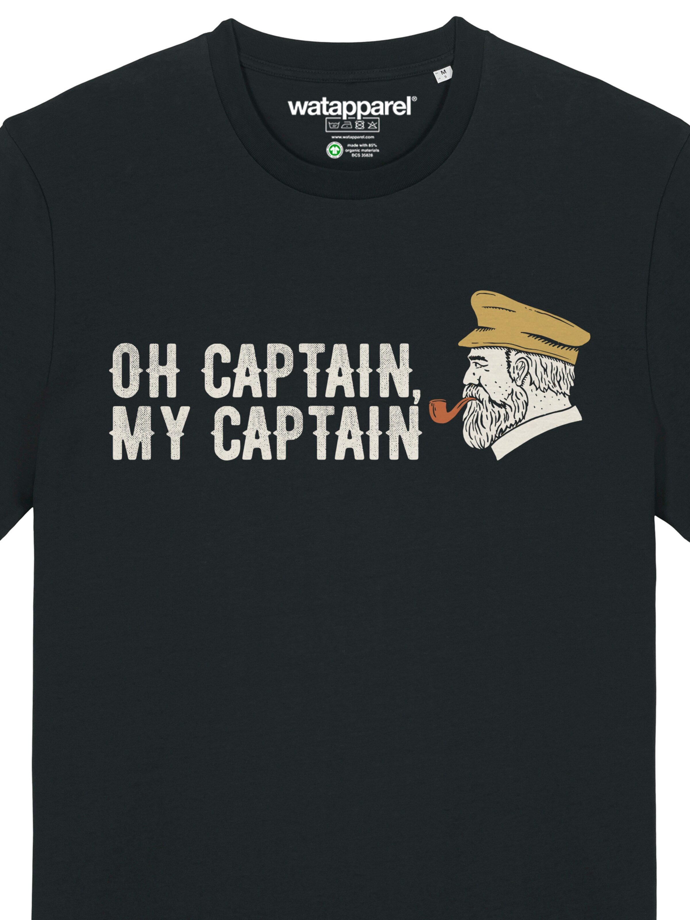 Watapparel Shirt 'Oh Captain My Captain' in Zwart