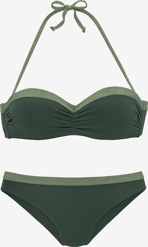 JETTE Bandeau Bikini i grön: framsida