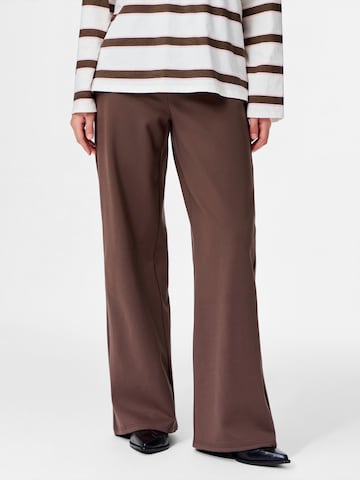 PIECES Wide leg Trousers 'PCGunhild' in Brown: front
