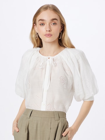 FRAME - Blusa 'EYELET' em branco: frente