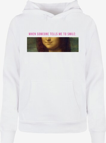 Merchcode Sweatshirt 'APOH - Da Vinci Smile Mona' in White: front