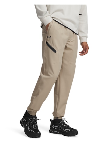 UNDER ARMOUR Tapered Sportbroek 'UA Unstoppable' in Beige