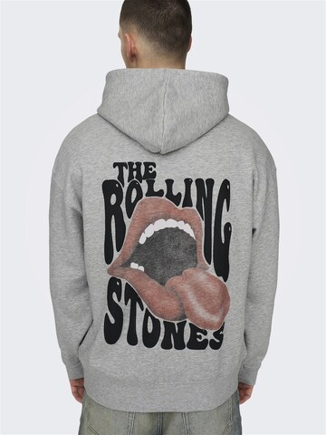 Only & Sons Sweatshirt 'ROLLING STONES' in Grey: front