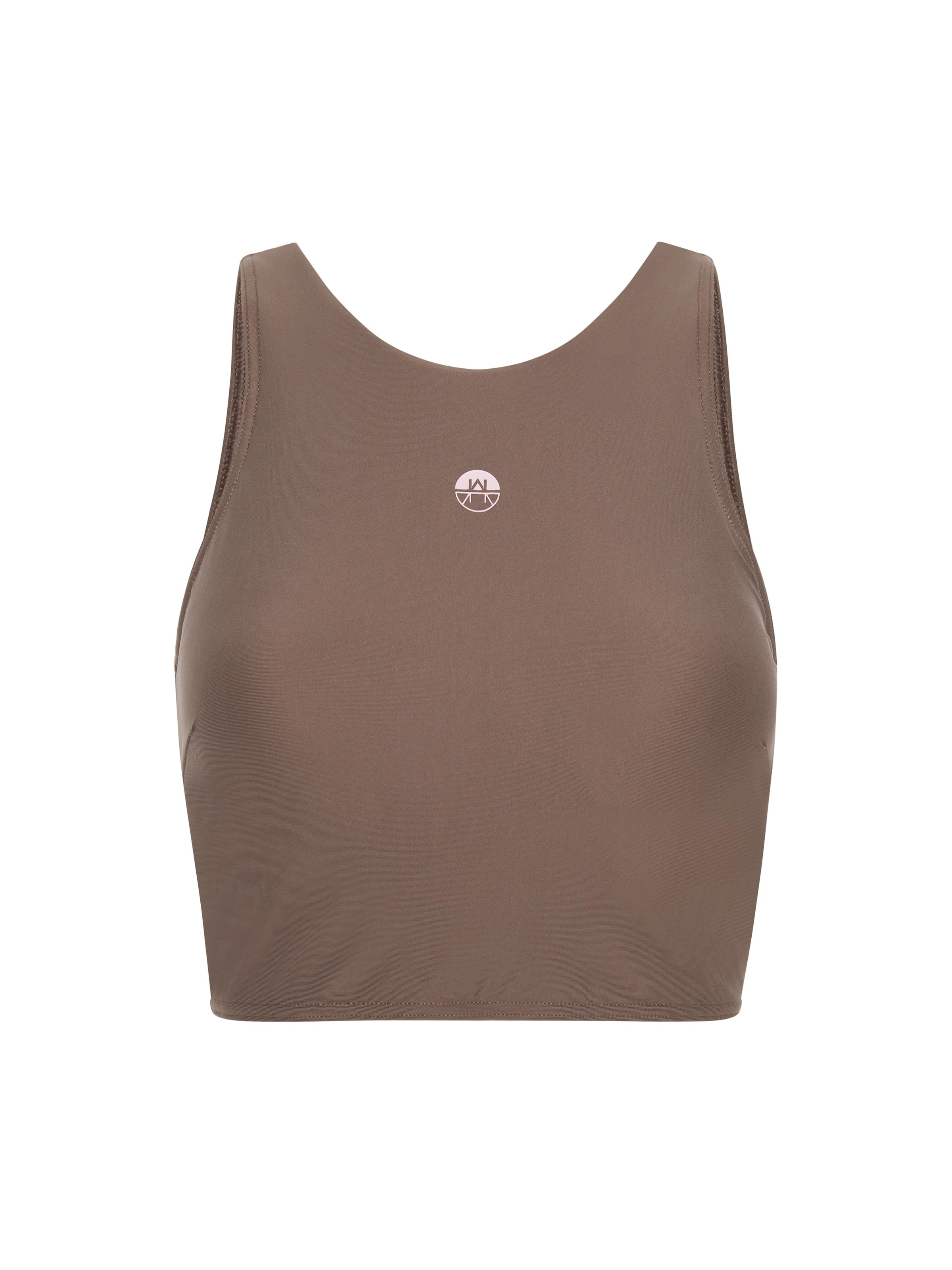 Horizon Athletic High neck Sports Bra 'Rhône' in Brown: front