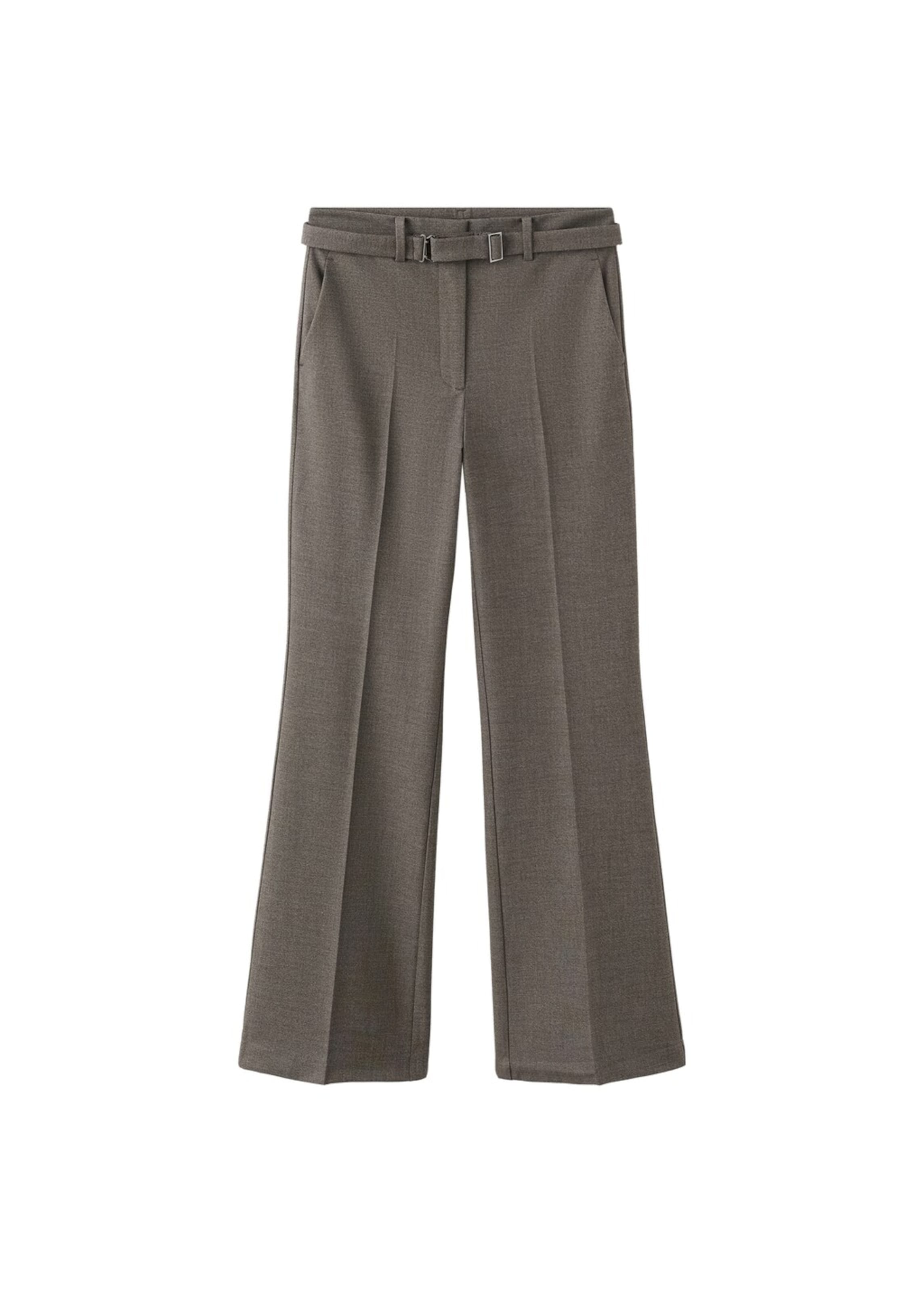 MANGO Regular Pleat-Front Pants 'Carlota' in Brown: front
