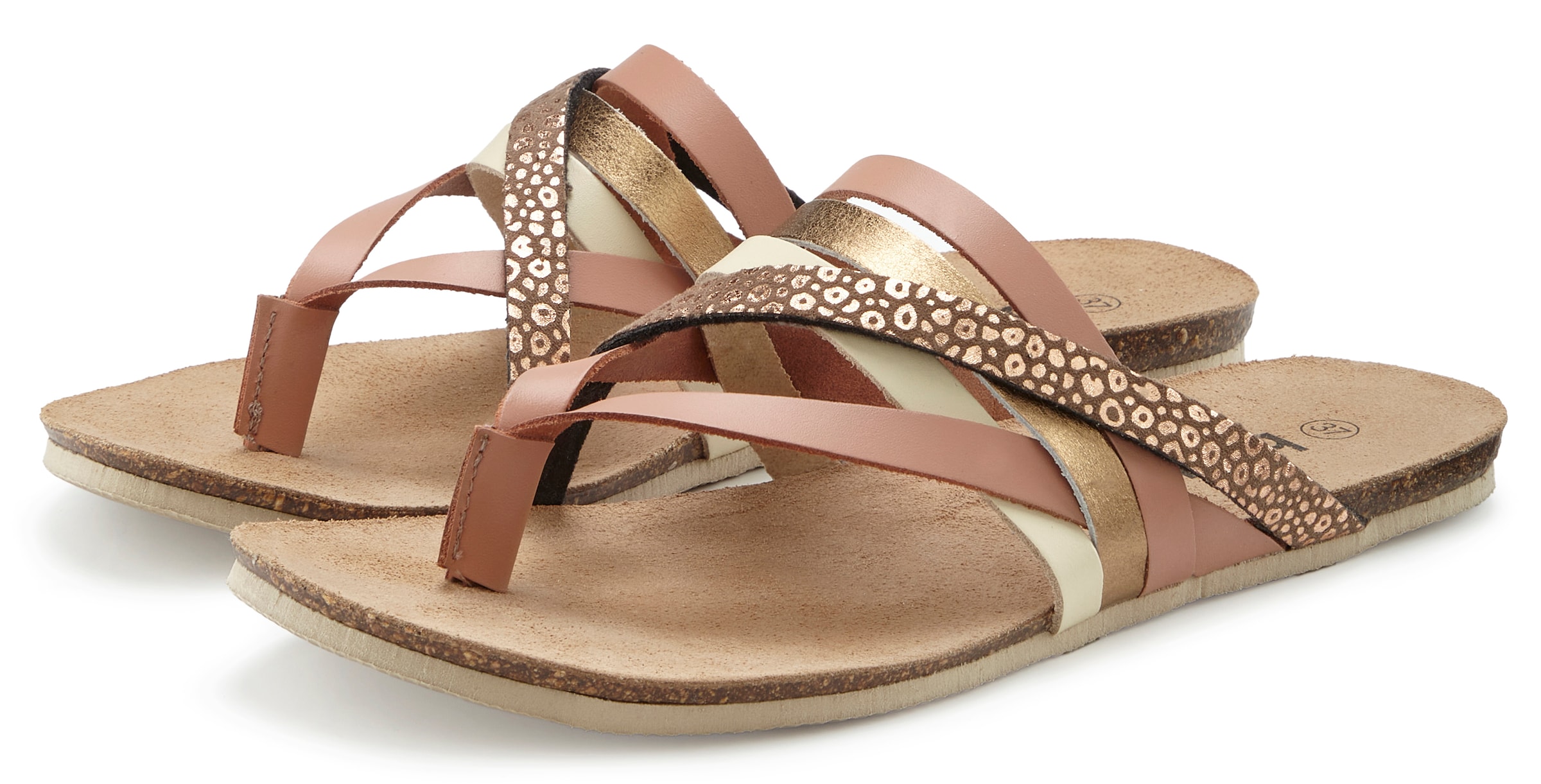 BEACH TIME T-Bar Sandals in Beige