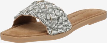 LAZAMANI Mules in Silver: front