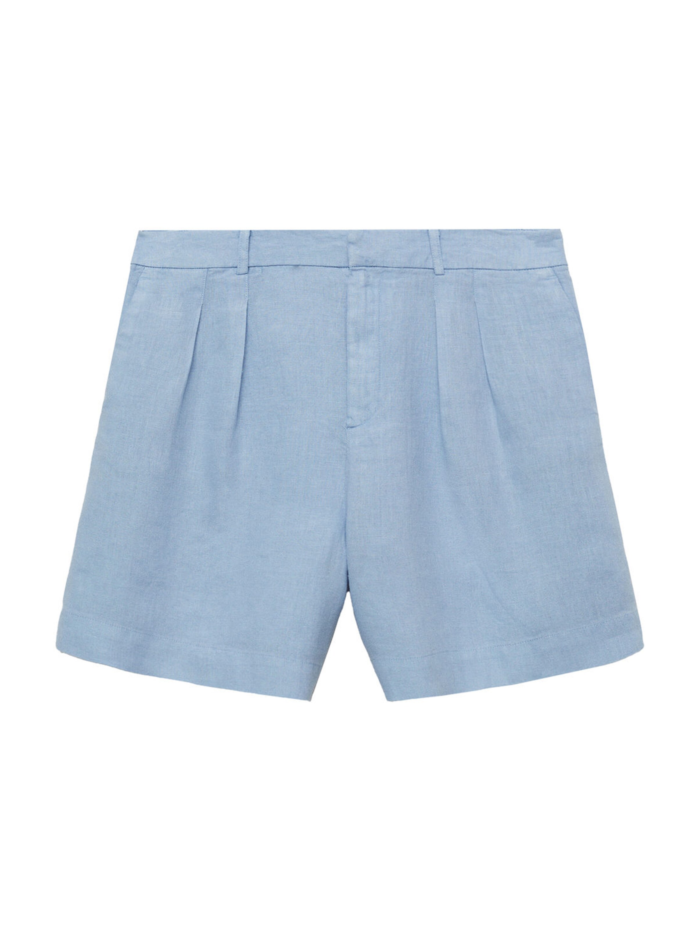 MANGO Regular Pleat-Front Pants 'Begur' in Blue: front