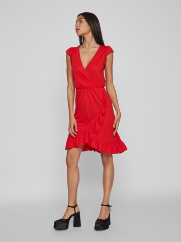 VILA فستان 'VIMOONEY' بلون أحمر
