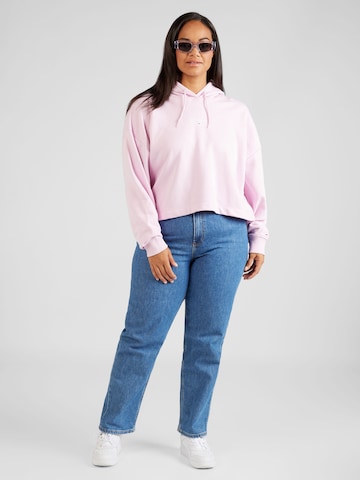 Bluză de molton de la Tommy Jeans Curve pe roz