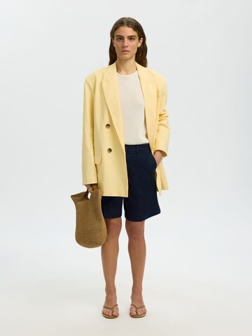 SELECTED Wide Leg Lærredsbukser i blå