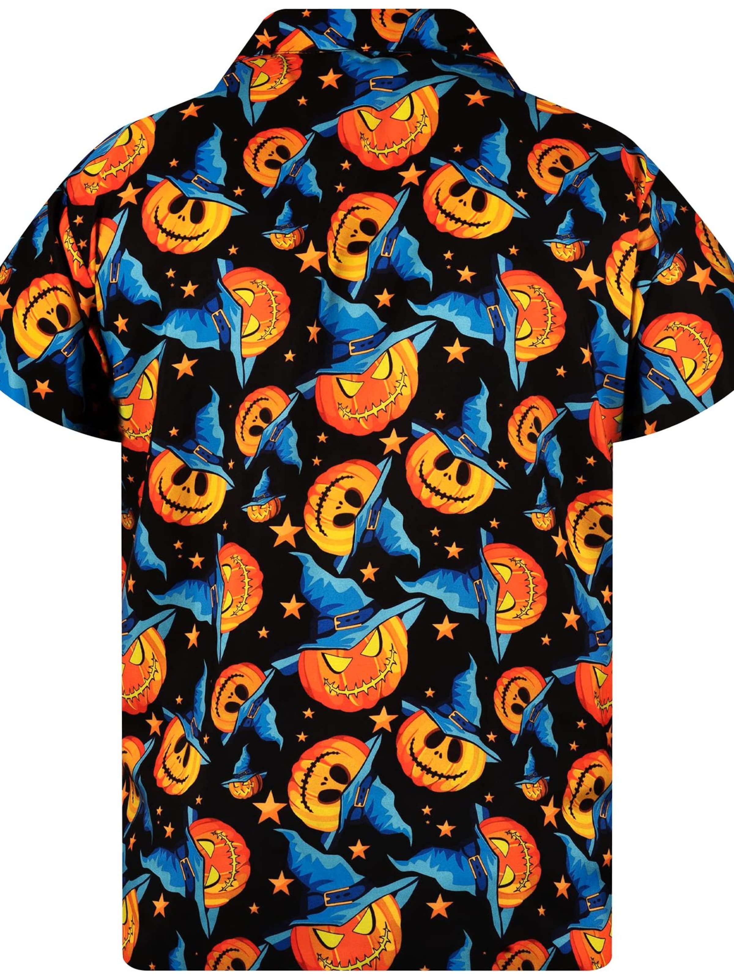 King Kameha Shirt 'Helloween Pumpkin Hat' in Blauw