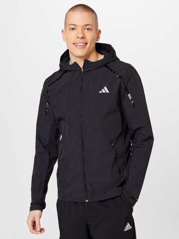 Veste de sport 'Marathon Warm-Up' ADIDAS PERFORMANCE en noir : devant