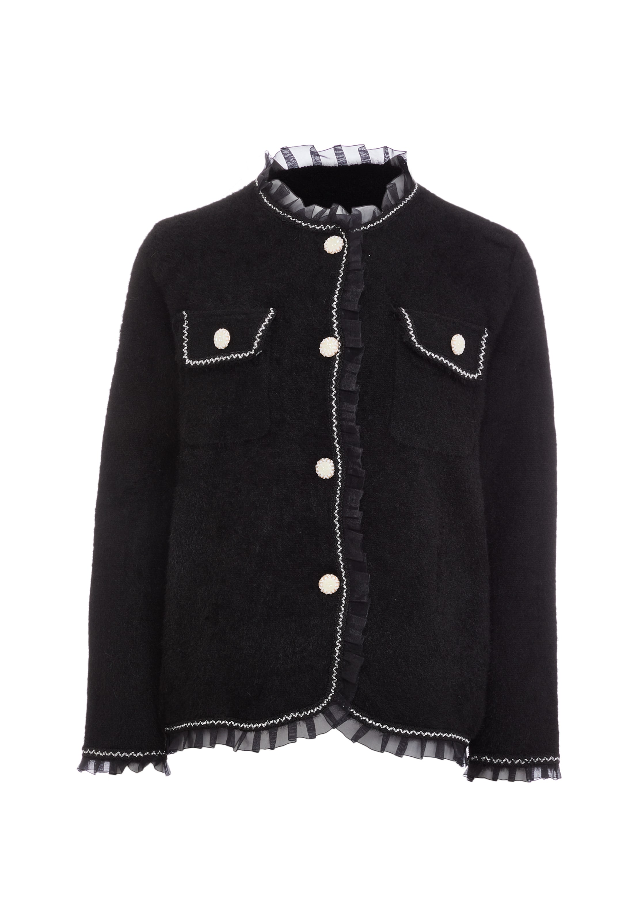 CARNEA Knit cardigan in Black: front